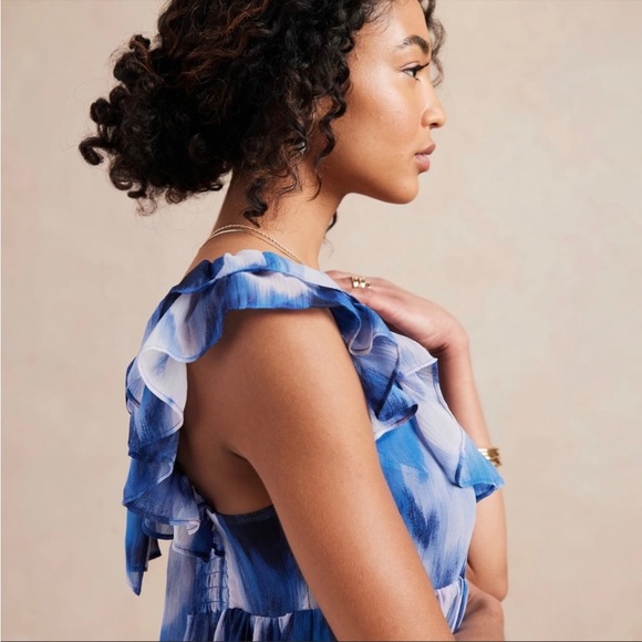 NWT Banana Republic Deep Water Empire Waist Maxi Dress Sz Medium - Picture 2 of 13